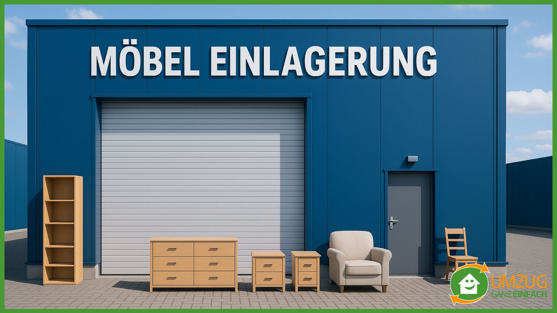 Ein Lager von einem Unternehmen, das Möbel einlagern anbietet.