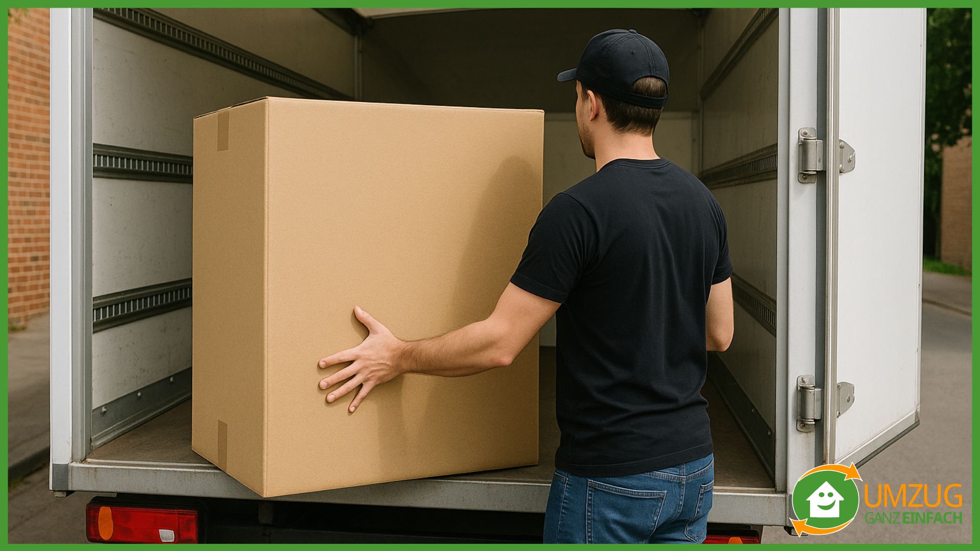 Eine Beiladung wird bei einem Umzug in einen Umzugs-LKW geladen.