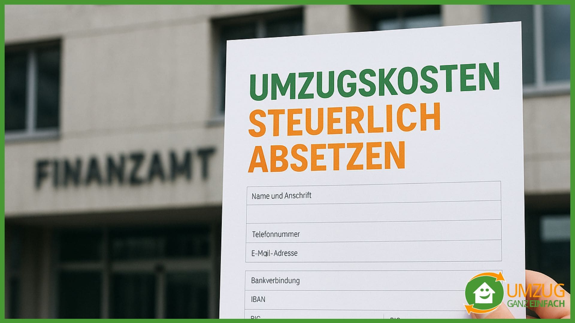 Ein Formular für die Anwendung der Umzugskostenpauschale vor einem Finanzamt.