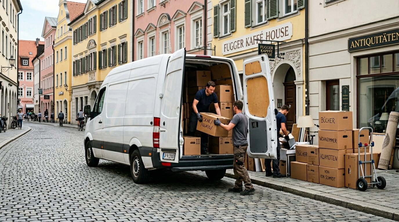 Umzug im Zentrum von Augsburg