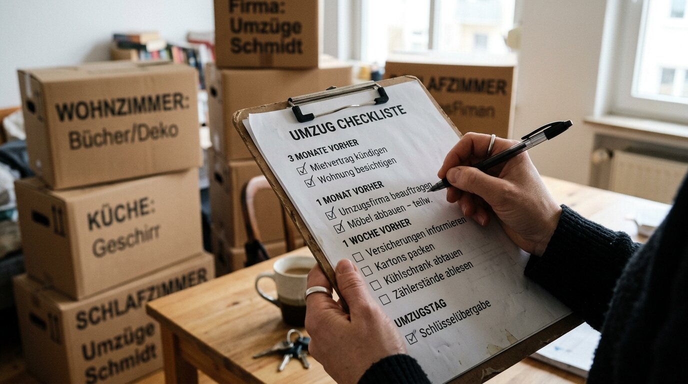 Liste für den Zeitplan des Umzugs