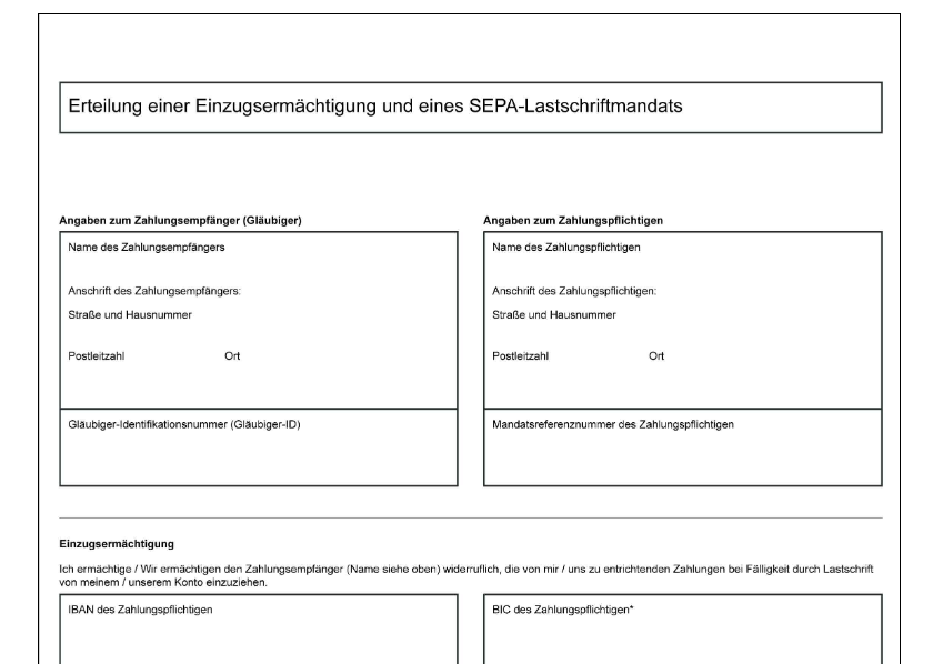 Lastschrift / Einzugsermächtigung