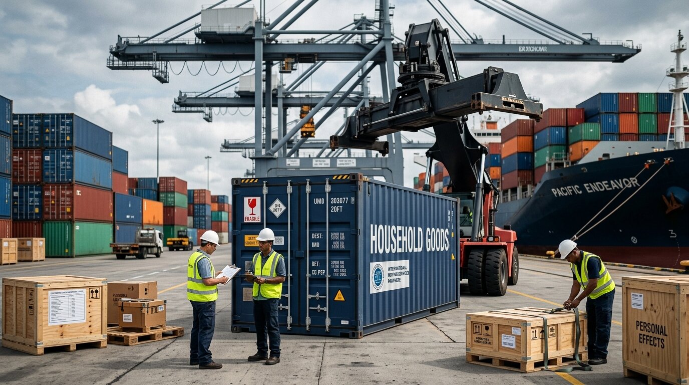 Internationaler Umzug - Container verladen
